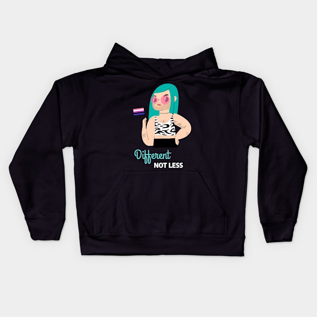 Different Not Less, Gay Pride Kids Hoodie by Ito Effect